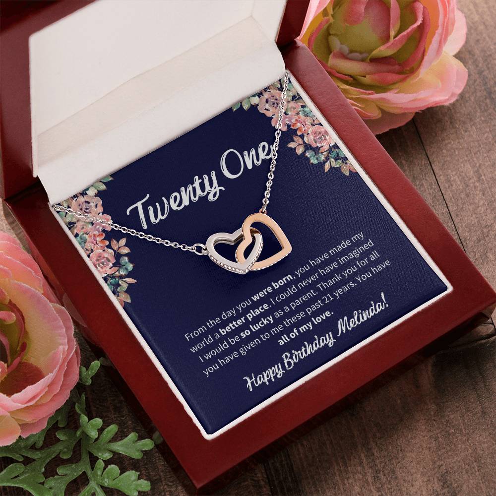 Twenty One Birthday All Of My Love Interlocked Hearts Necklace Interlocking Hearts Necklace