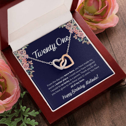 Twenty One Birthday All Of My Love Interlocked Hearts Necklace Interlocking Hearts Necklace