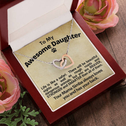 Awesome Daughter Linked Hearts Necklace Gift From Mom Interlocking Hearts Necklace