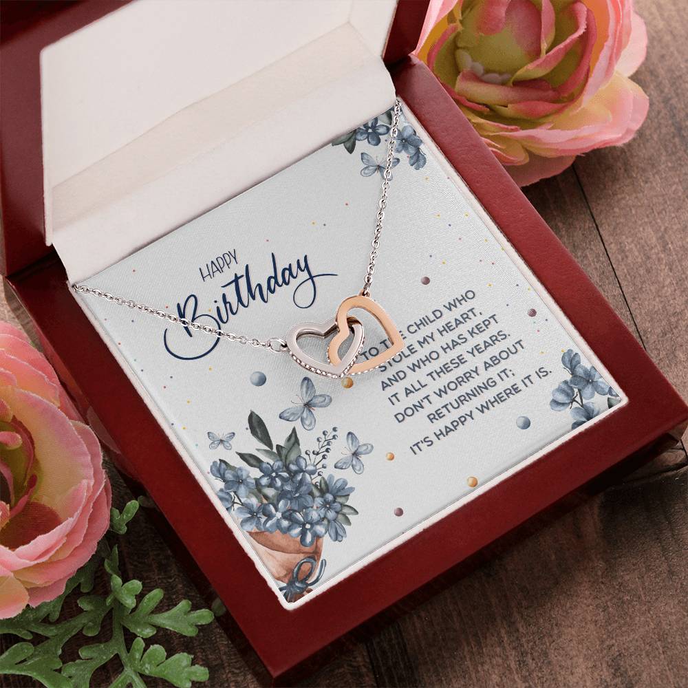 Birthday Gift For Her -Stolen My Heart Necklace Interlocking Hearts Necklace