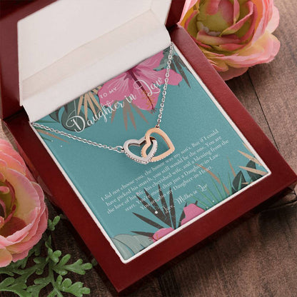 Daughter-In-Law Gift Necklace Wedding Gift Jewelry From Mother-In Law Gift For Bride Daughter-In-Heart Interlocking Hearts Necklace