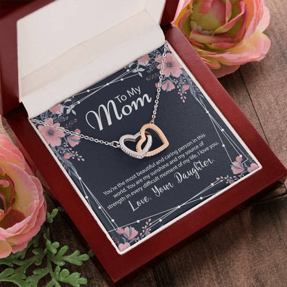 Beautiful Gift For Mom From Daughter Interlocking Hearts Necklace