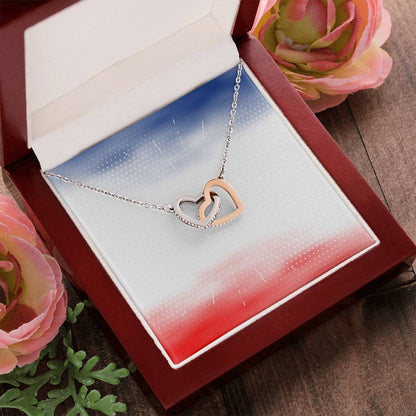 4Th Of July American Flag Vintage Usa Men Women Patriotic Interlocking Hearts Necklace