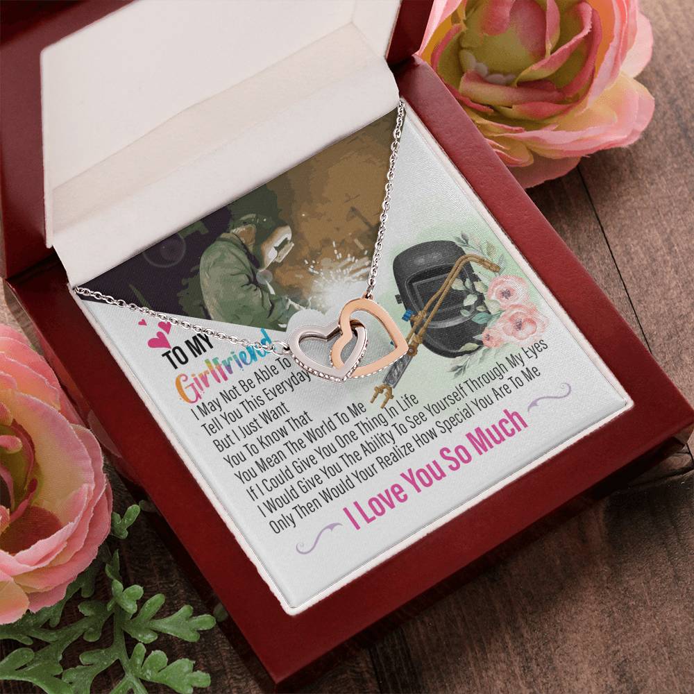 Welder'S Girlfriend- Interlocking Heart Necklace Interlocking Hearts Necklace