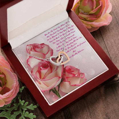 You Are The First I See When I Wake. Interlocking Hearts Necklace