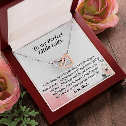 Gift For Daughter From Dad - I Will Always Love You Like Nobody Else Interlocking Hearts Necklace