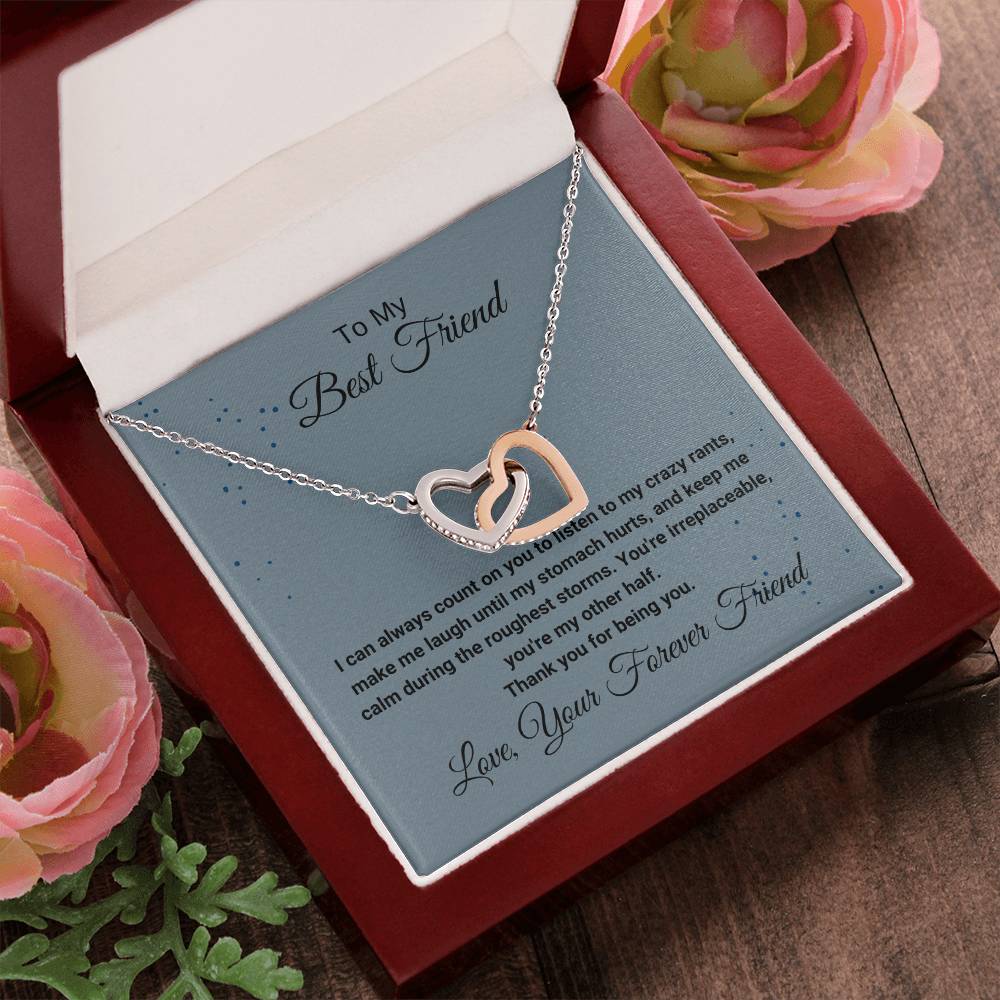 Best Friend Listening Necklace Interlocking Hearts Necklace