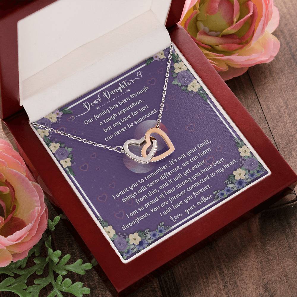 Forever Connected Hearts Necklace To My Daughter - A Never Separated Love - From Mother Interlocking Hearts Necklace