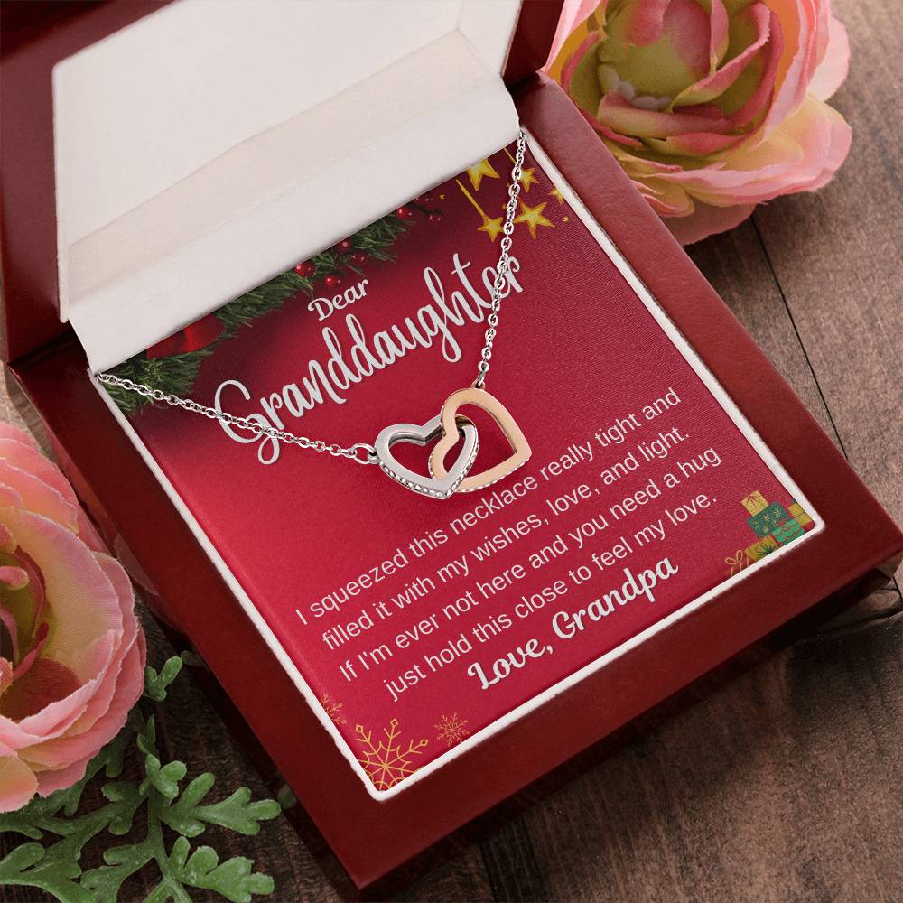 Christmas Gift For Granddaughter - Hold This Close To Feel My Love Interlocking Hearts Necklace