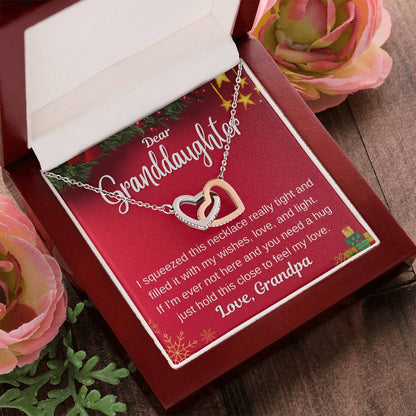Christmas Gift For Granddaughter - Hold This Close To Feel My Love Interlocking Hearts Necklace