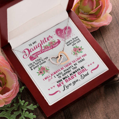 Daughter Dad Interlocking Hearts Necklace