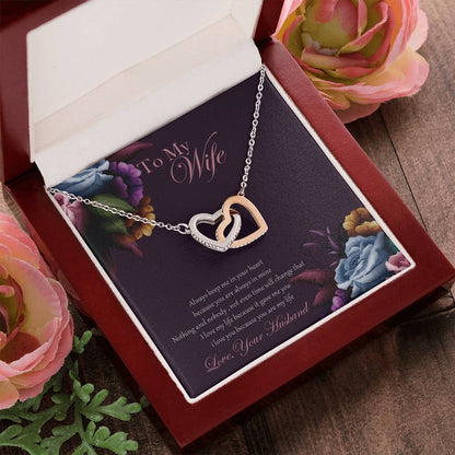 To My Wife Necklace Gift Set Interlocking Hearts Necklace