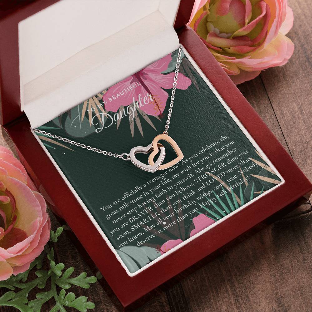 Gift For 13 Year Old Girl Gifts 13Th Birthday Girl 13Th Birthday Gift Thirteenth Birthday Necklace Teen Birthday Gift Official Teenager Interlocking Hearts Necklace
