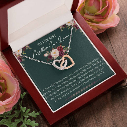 To The Best Mother-In-Law Interlocking Hearts Necklace Message Card