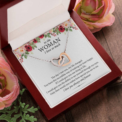 To The Woman I Love So Much Interlocking Heart Necklace Interlocking Hearts Necklace