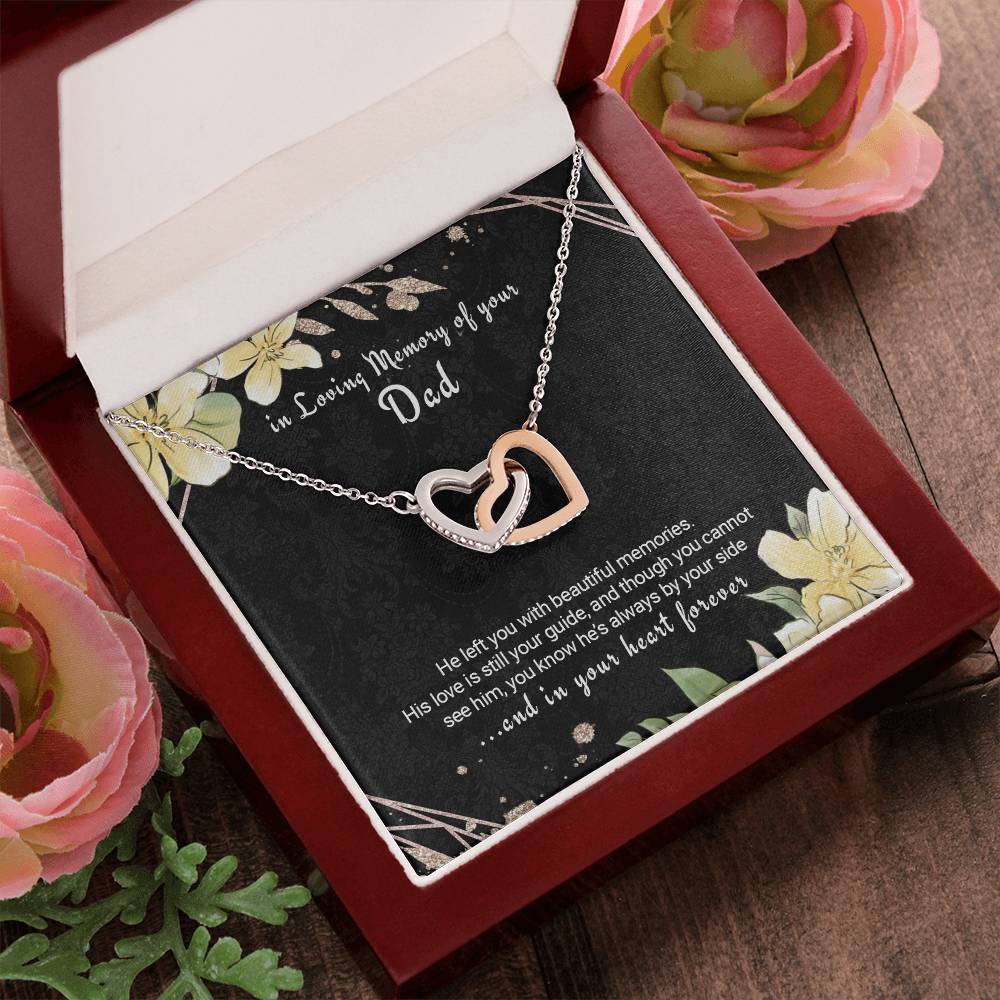 Bereavement Gift Loss Of Dad Twin Hearts Necklace In Memory Of Father Interlocking Hearts Necklace