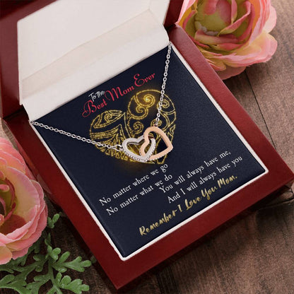 To The Best Mom Ever. Meaningful Present For Mother. Interlocking Hearts Necklace