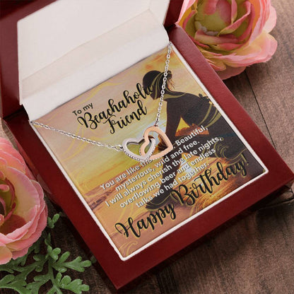 Gift For Bestfriend Beachaholic Beach Lover Party-Goer Interlocking Hearts Necklace