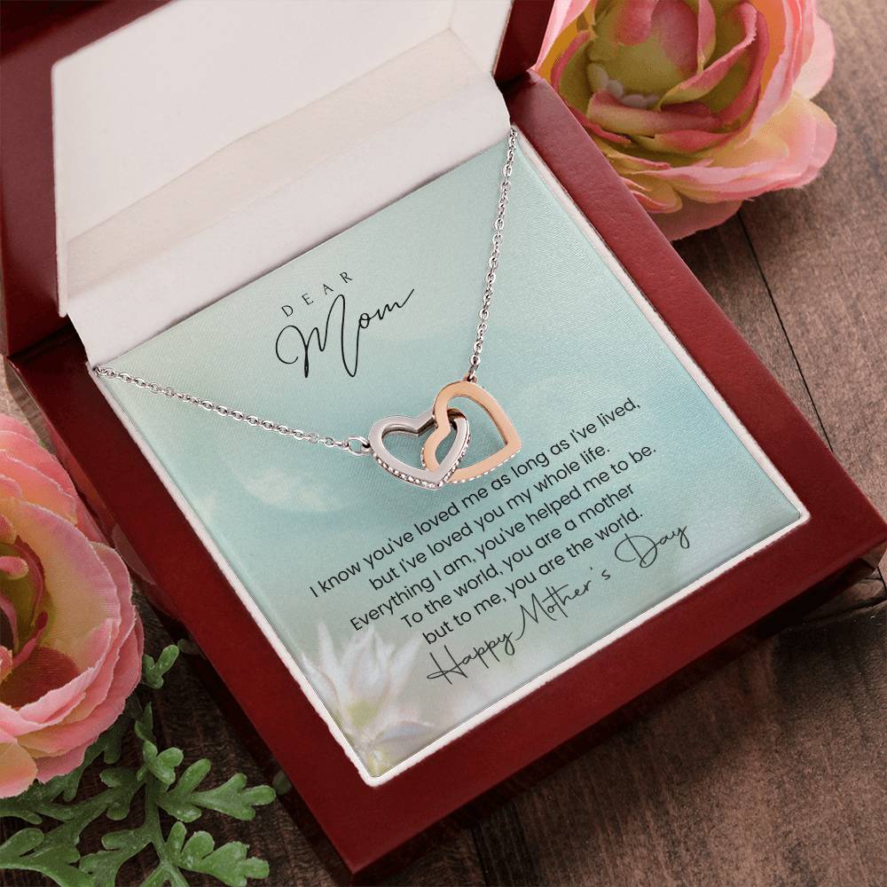 You Are The World Mother'S Day Double Hearts Interlocking Hearts Necklace