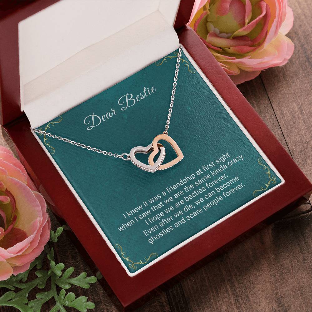 Dear Bestie - I Hope We'Re Besties Forever - Necklace Interlocking Hearts Necklace