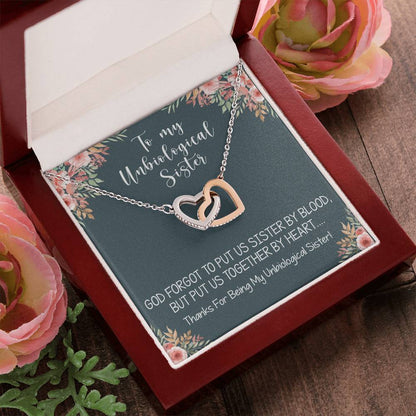 Unbiological Sister Interlocking Hearts Necklace Gift Best Friend Necklace Soul Sister Bridesmaid Gift Bff Gift