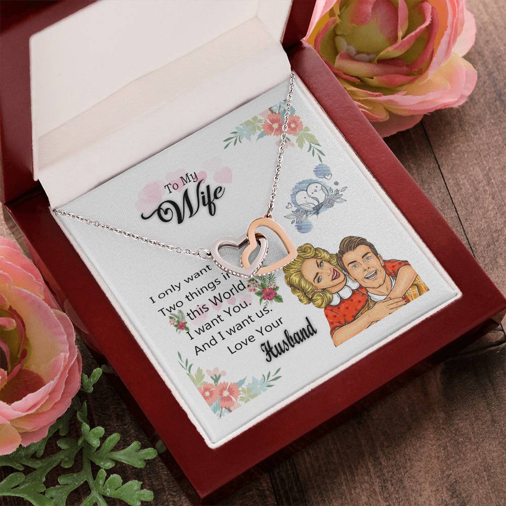 To My Wife Necklace Interlocking Hearts Necklace