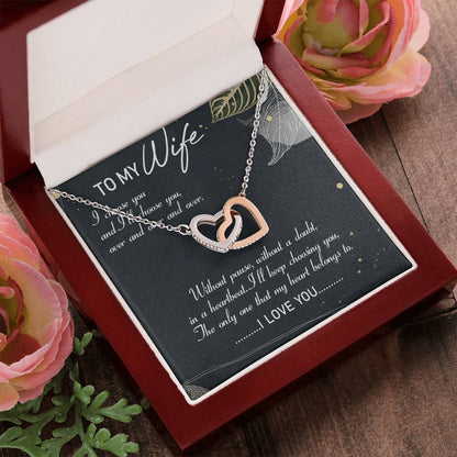 To My Wife Interlocking Hearts Necklace Message Card
