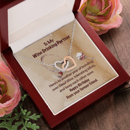 Wine Partner Necklace Interlocking Hearts Necklace