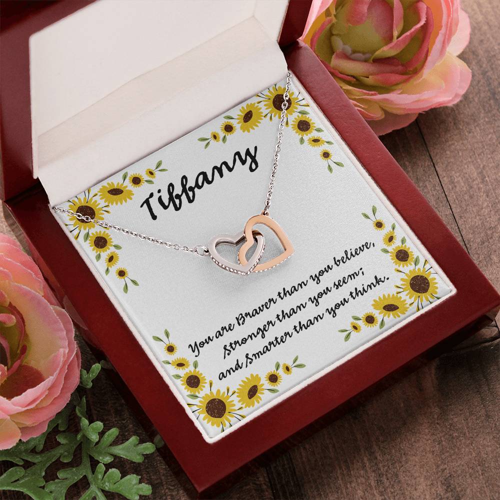 You Are Braver Than You Believe Interlocking Hearts Necklace