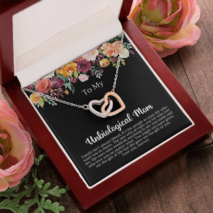 Unbiological Mom Necklace Interlocking Hearts Necklace