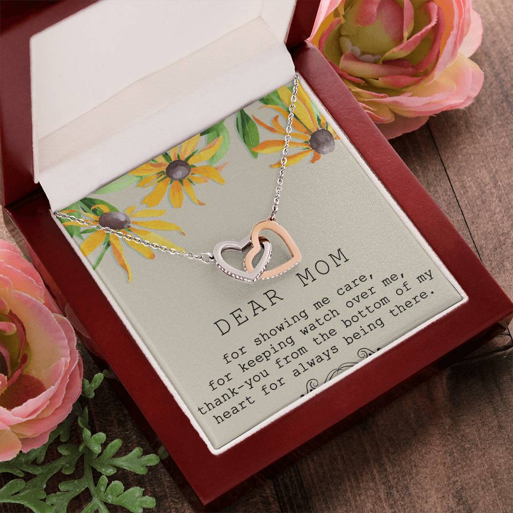 Dear Mom Interlocking Hearts Necklace Message Card