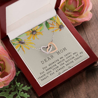 Dear Mom Interlocking Hearts Necklace Message Card
