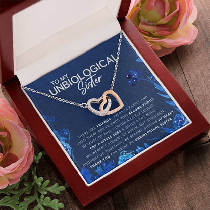 Unbiological Sister Heart Necklace Gift For Best Friend Thank You For Everything Interlocking Hearts Necklace
