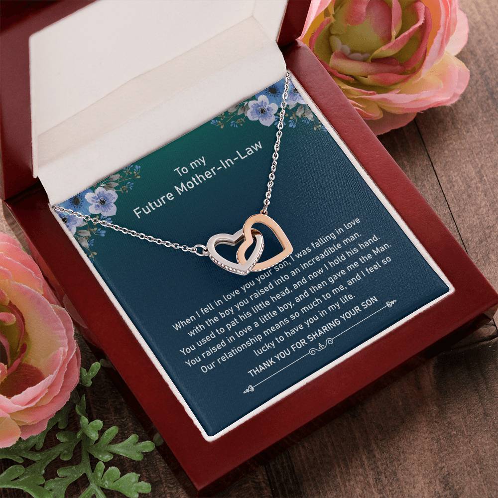 Future Mother In Law - Raised Incredible Man Interlocking Heart Necklace Interlocking Hearts Necklace