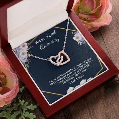 32 Year Anniversary Gift For Wife 32 Years Together For 32Nd Anniversary Anniversary Gift For Anniversary For Her Two Hearts Necklace Interlocking Hearts Necklace