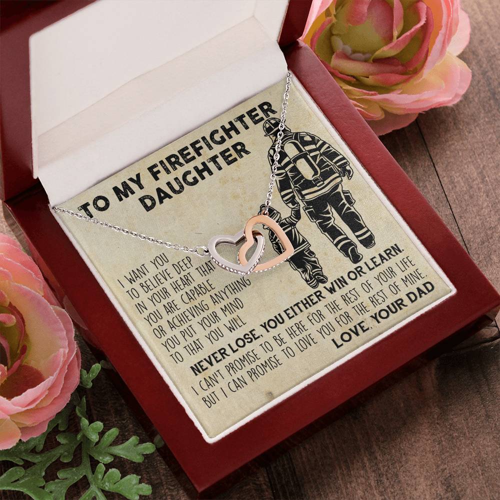 Firefighter Daughter Gift To Firefighter Daughter Gift From Dad Firefighter Daughter Necklace Interlocking Hearts Necklace