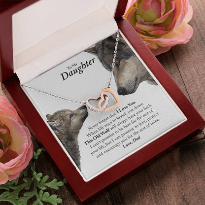 Daughter - This Old Wolf Will Always Have Your Back In Usa Interlocking Hearts Necklace