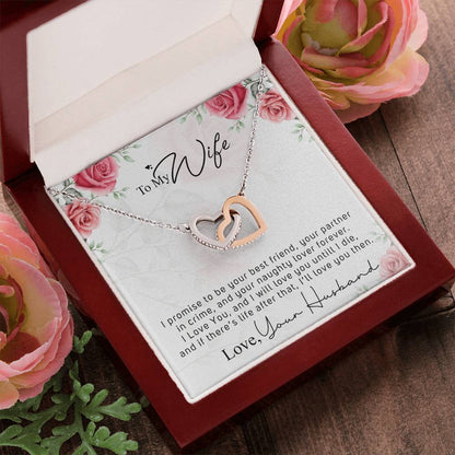 To My Wife - Your Naughty Lover Interlocking Hearts Necklace