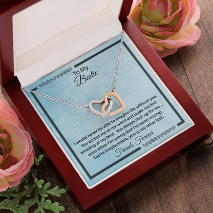 Bestie I Can'T Imagine Life Without You Necklace Interlocking Hearts Necklace
