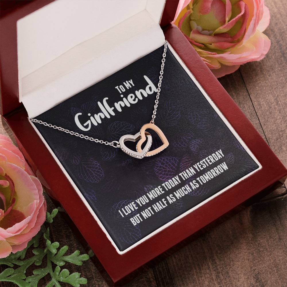 Beautiful Girlfriend Necklace Gift - I Love You Interlocking Hearts Necklace