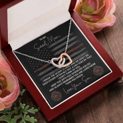 Firefighter Mom Necklace - Firefighter Mom Mother'S Day Gift From Son Interlocking Hearts Necklace