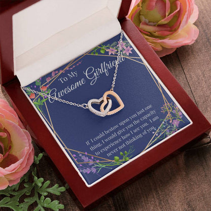 Awesome Girlfriend Interlocking Hearts Necklace Gift