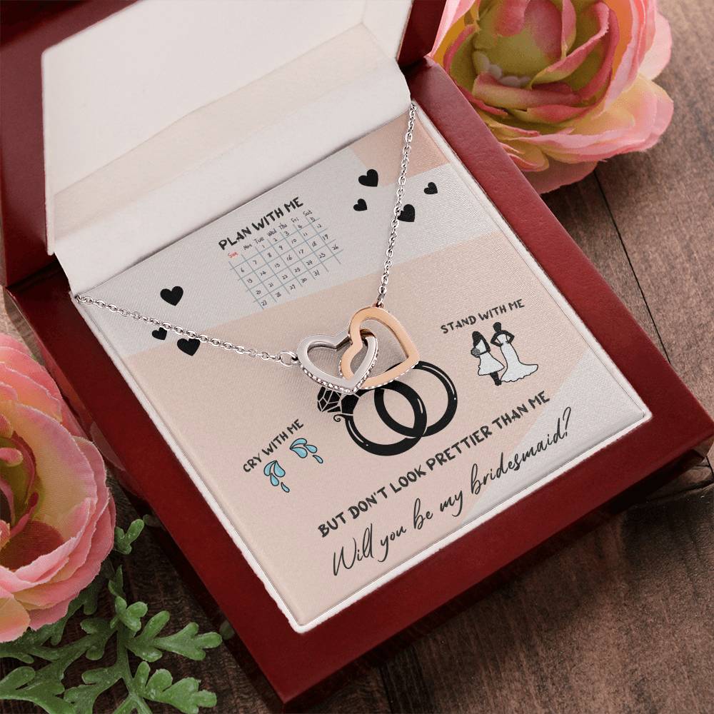Bridesmaid Proposal Double Heart Necklace Interlocking Hearts Necklace