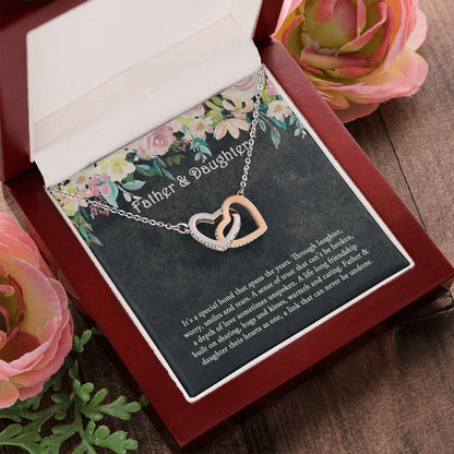 Father And Daughter Necklace Daughter Gift Father'S Day Gift Interlocking Hearts Necklace