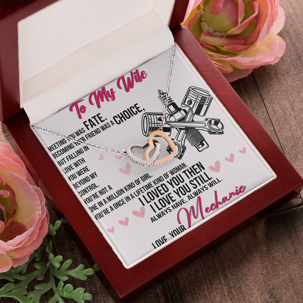 To My Wife Interlocking Hearts Necklace Message Card