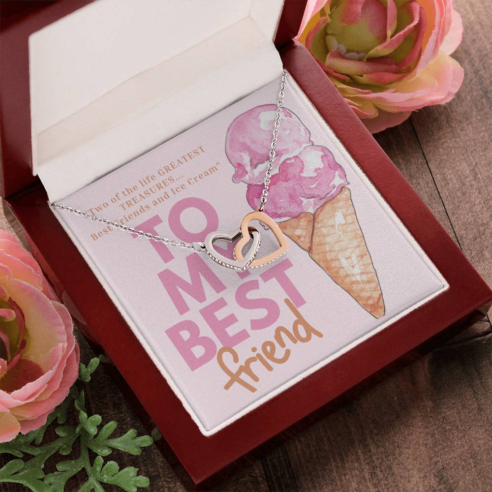 Best Friends And Ice Cream Interlocking Hearts Necklace