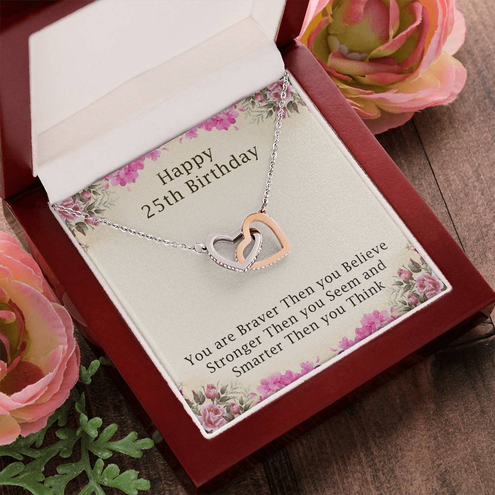 25Th-Birthday Gifts For Girls 25Th Birthday Necklace 25Th Birthday Gift Girl. Gift For Sister Best Friend Interlocking Hearts Necklace