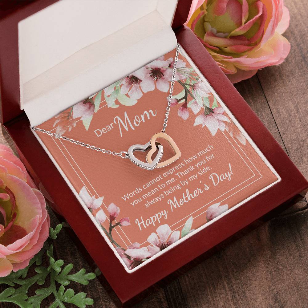 30 Mother'S Day Collection Interlocking Hearts Necklace - Coral Floral