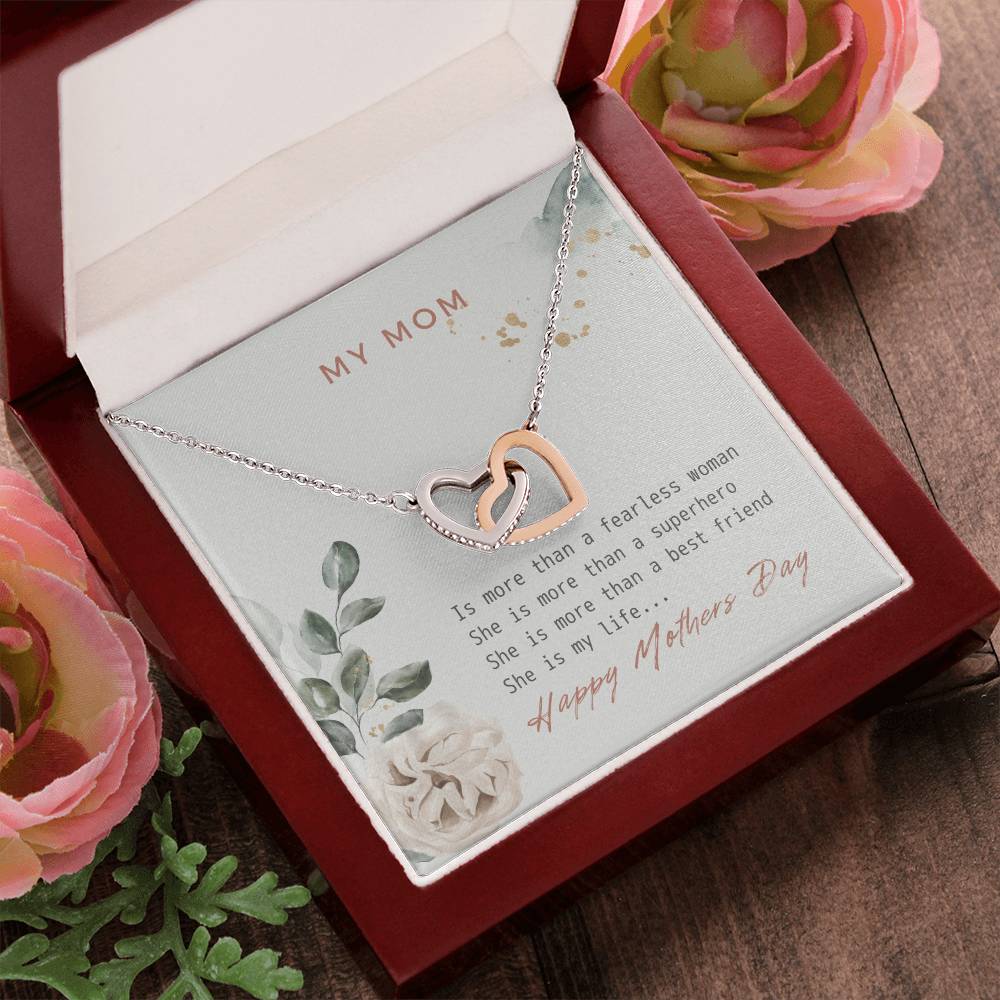 Double Heart - My Mom Is My Life Interlocking Hearts Necklace