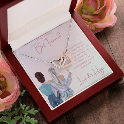 Amazing Best Friend - 2 Hearts Interlocking Hearts Necklace
